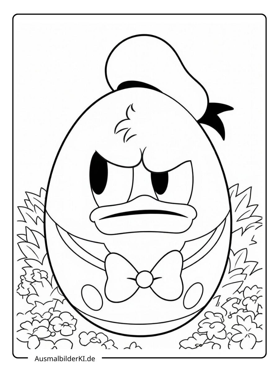 Donald Duck mit wütendem Gesicht Ausmalbilder Ostern Disney.