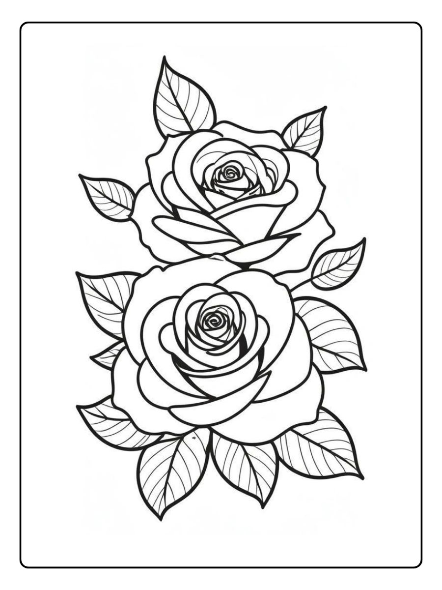 Zwei Rosenblüten übereinander als rosen ausmalbilder.