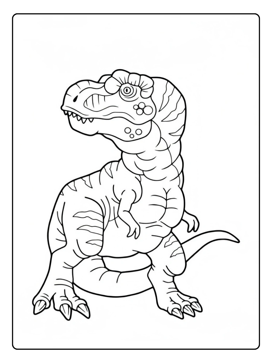 Ein kräftiger T-Rex steht aufrecht als tyrannosaurus rex ausmalbild.