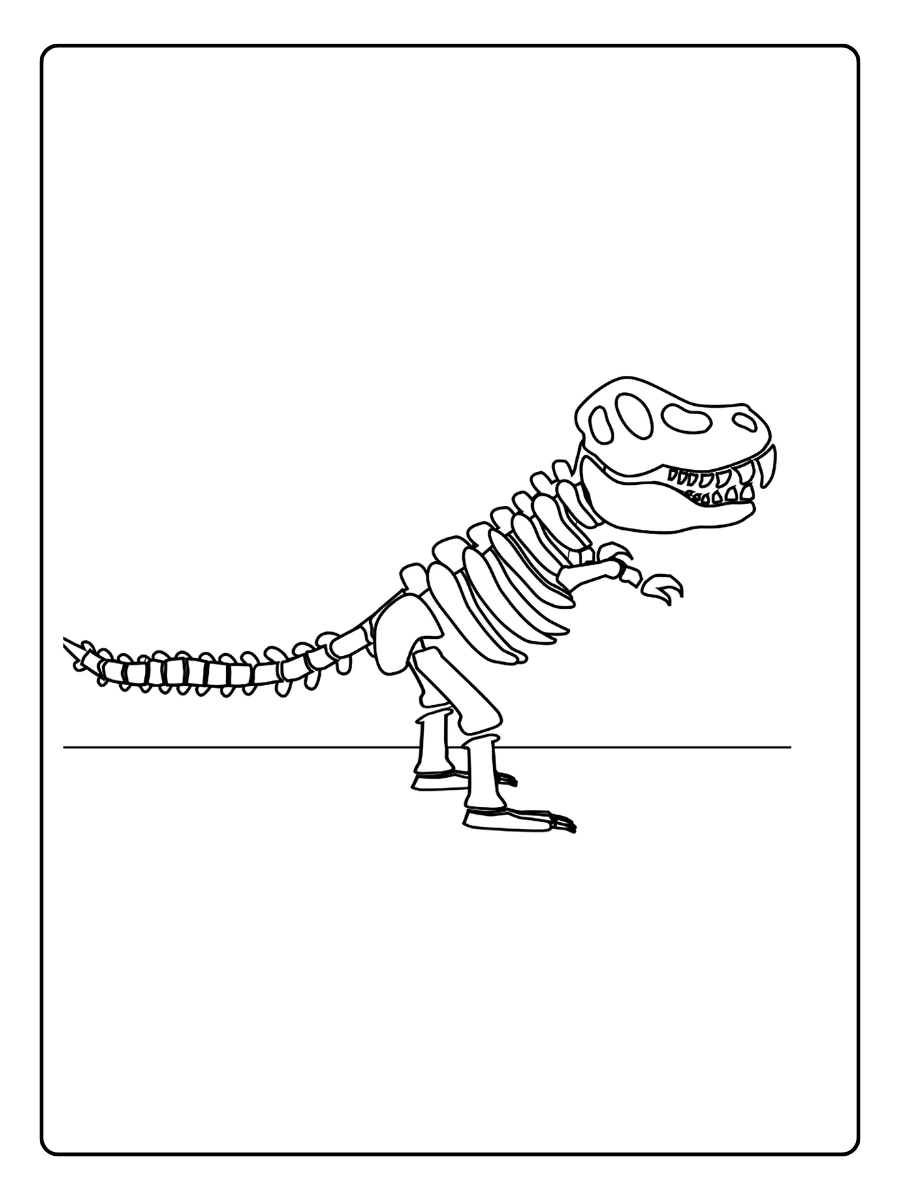 Ein Dinosaurier-Skelett als tyrannosaurus rex ausmalbild.