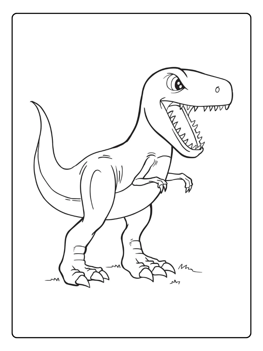 Frontalansicht eines brüllenden tyrannosaurus rex ausmalbild.