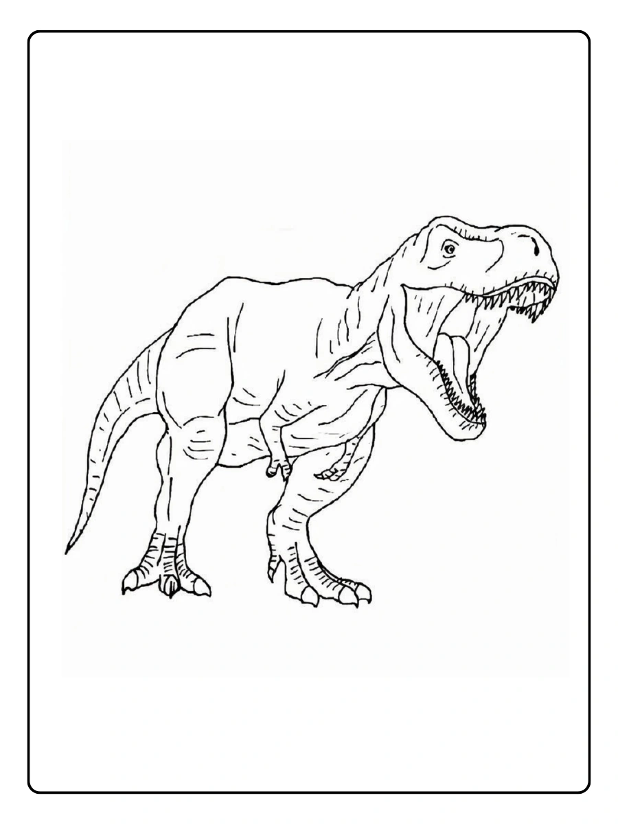 tyrannosaurus rex ausmalbild mit Fokus auf den Kopf.