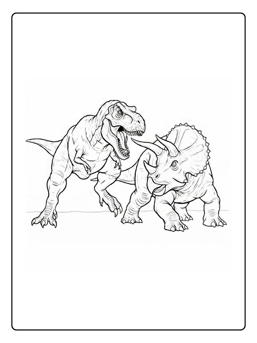 Kampf zwischen zwei Dinosauriern – tyrannosaurus rex ausmalbild.
